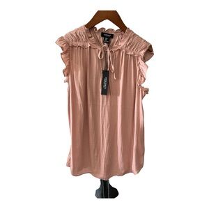 NWT Jones & Co Canyon Rose Ruffle Tie-Front Blouse | Size Small‎